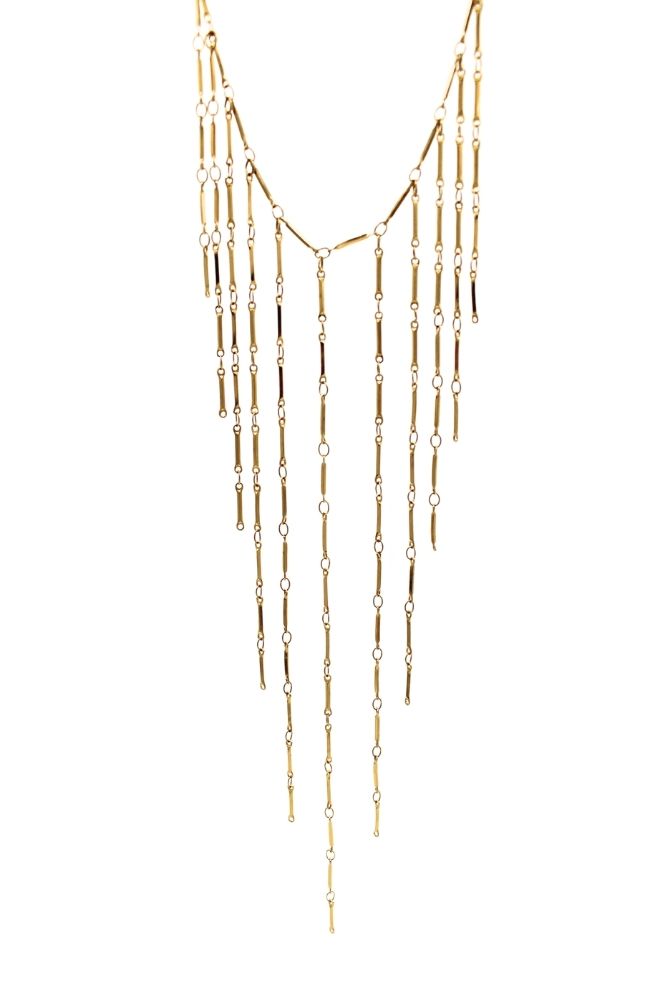 Collar dorado con diseño de cascada en caída vertical estilo coral
